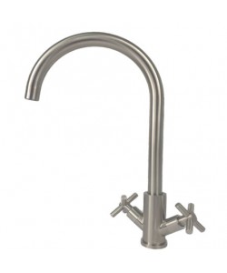 Baterie bucatarie MIXXUS DVE-011 din otel inoxidabil, Dubla comanda, Racorduri incluse