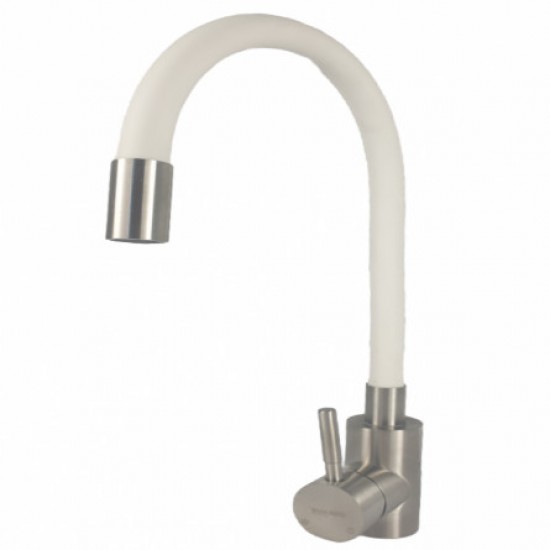 Baterie bucatarie MIXXUS SUS-011 REFL WHITE din otel inoxidabil, Monocomanda, Racorduri incluse