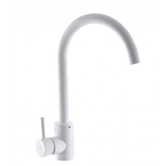 Baterie bucatarie MIXXUS SUS-011WHITE din otel inoxidabil, Monocomanda, Racorduri incluse