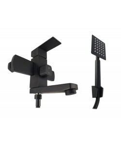 Baterie cada MIXXUS KUB-009 (EURO) BLACK din otel inoxidabil, Monocomanda, Furtun dus 150cm