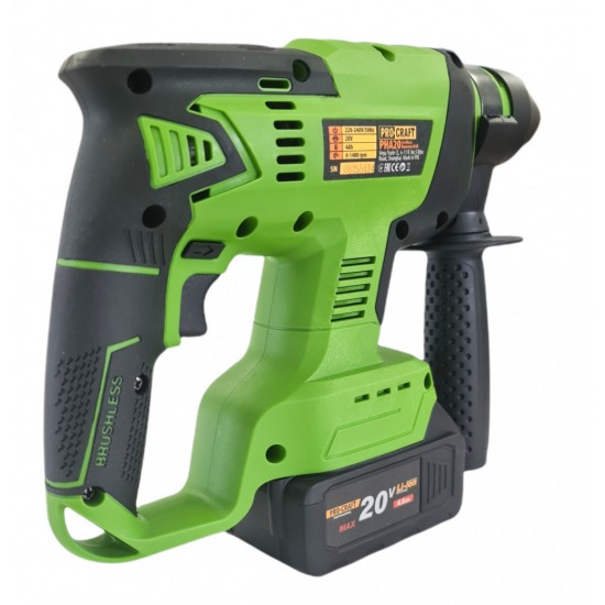 Bormasina cu acumulator, Procraft PHA20 20V, 4 Ah, 1400 Rpm, 4500 percutii, Brushless, SDS