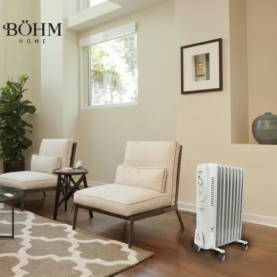 Calorifer electric cu ulei BOH-29 BÖHM, 8 elementi , 3 trepte de putere 800/1200/2000 W, termostat Calorifer electric cu ulei BOH-29 BÖHM, 8 elementi , 3 trepte de putere 800/1200/2000 W, termostat
