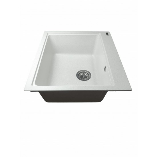 Chiuvetă din compozit de granit pentru bucătărie Alb ELEFANT PREMIUM 5852 VESTA