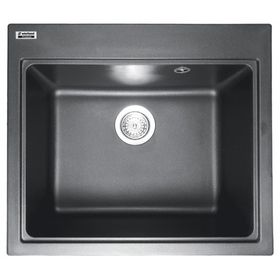 Chiuvetă din compozit de granit pentru bucătărie Negru metalic ELEFANT PREMIUM 5852 VESTA