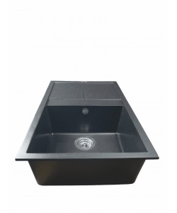 Chiuvetă din compozit de granit pentru bucătărie negru metalic ELEFANT PREMIUM 7850 SELENA