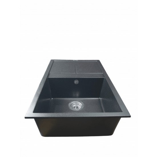 Chiuvetă din compozit de granit pentru bucătărie negru metalic ELEFANT PREMIUM 7850 SELENA