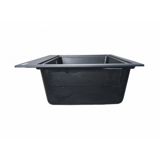 Chiuvetă din compozit de granit pentru bucătărie Negru metalic ELEFANT PREMIUM 5852 VESTA