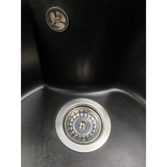 Chiuvetă din compozit de granit pentru bucătărie Negru metalic ELEFANT PREMIUM 480 TURAS