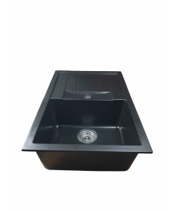 Chiuvetă din compozit de granit pentru bucătărie negru metalic ELEFANT PREMIUM 7850 TROYA