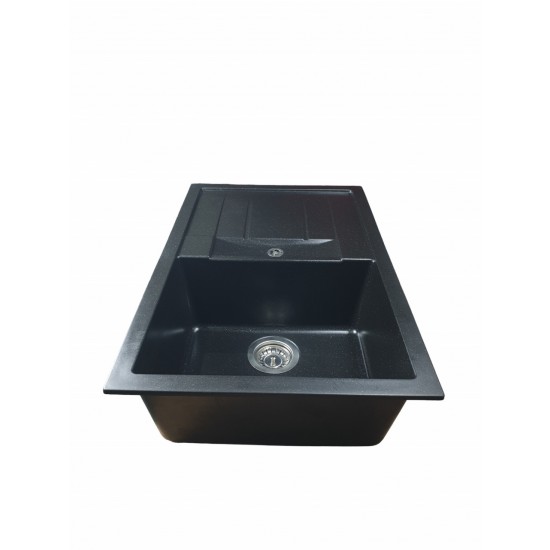 Chiuvetă din compozit de granit pentru bucătărie negru metalic ELEFANT PREMIUM 7850 TROYA