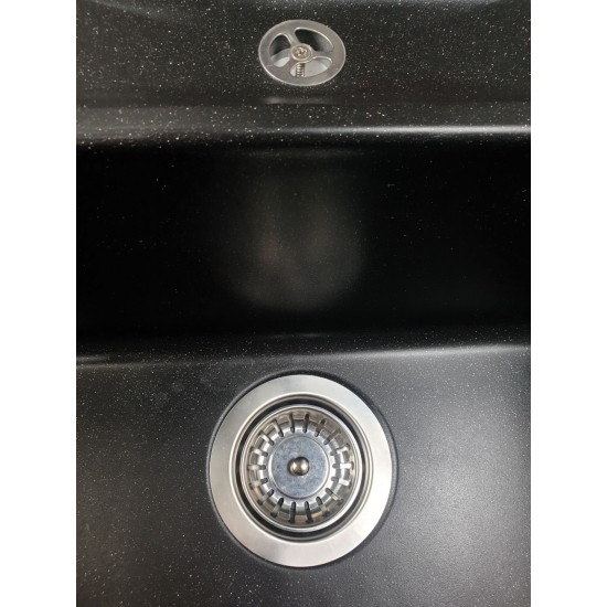 Chiuvetă din compozit de granit pentru bucătărie negru metalic ELEFANT PREMIUM 7850 TROYA