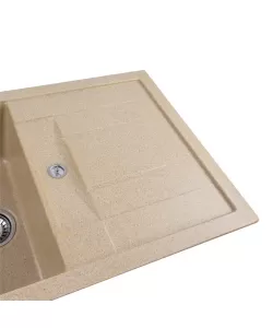 Chiuvetă din compozit de granit pentru bucătărie nisp bej ELEFANT PREMIUM 7850 TROYA Chiuvetă din compozit de granit pentru bucătărie nisp bej ELEFANT PREMIUM 7850 TROYA