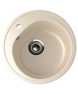 Chiuveta rotunda Compozit Bucatarie Ulgran U-101-328, Bej, Sifon Complet inclus