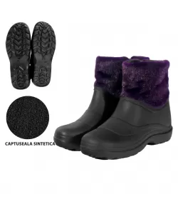 Cizme din PVC Femei Mov/Negru SET 10 PERECHI , Impermeabile, Antiderapante, Captuseala sintetica