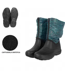 Cizme din PVC femei TETRIS/TURQUOISE SET 10 PERECHI, Impermeabile, Antiderapante, Captuseala sintetica