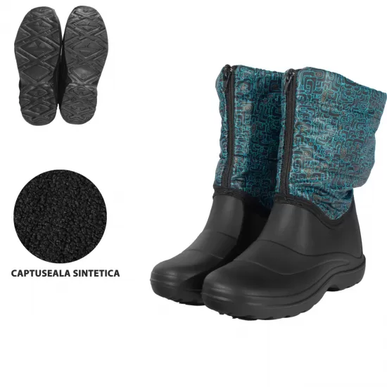 Cizme din PVC femei TETRIS/TURQUOISE SET 10 PERECHI, Impermeabile, Antiderapante, Captuseala sintetica