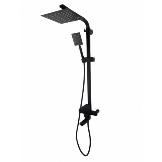 Coloana de dus Mixxus KUB-009-J NEGRU, 120 cm baterie si para, monocomanda, furtun flexibil