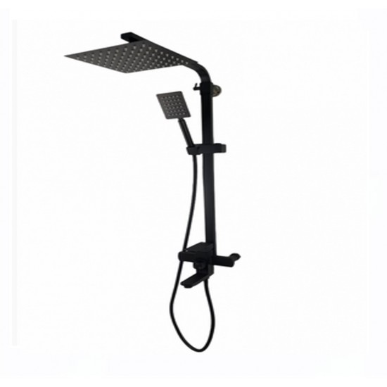 Coloana de dus Mixxus KUB-009-J NEGRU, 120 cm baterie si para, monocomanda, furtun flexibil