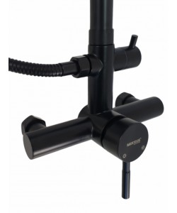 Coloana de dus MIXXUS SUS-003-J BLACK 20 cm baterie si para, monocomanda, furtun flexibil