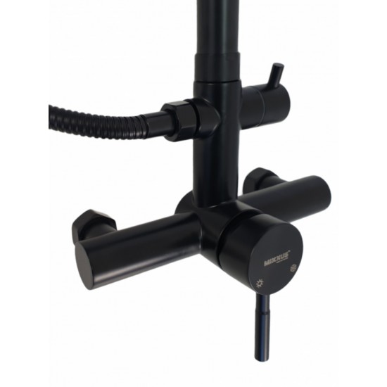 Coloana de dus MIXXUS SUS-003-J BLACK 20 cm baterie si para, monocomanda, furtun flexibil