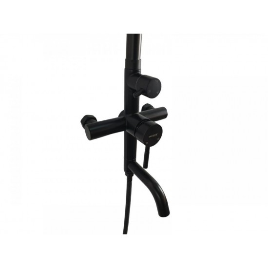 Coloana de dus Mixxus SUS-009-J NEGRU, 120 cm baterie si para, monocomanda, furtun flexibil