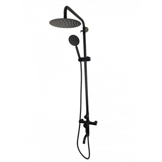 Coloana de dus Mixxus SUS-009-J NEGRU, 120 cm baterie si para, monocomanda, furtun flexibil