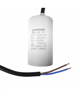 Condensator cu fire CBB60 16µF 40x72mm 450V, Elefant Condensator cu fire CBB60 16µF 40x72mm 450V, Elefant