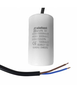 Condensator cu fire CBB60 20µF 40x72mm 450V, Elefant