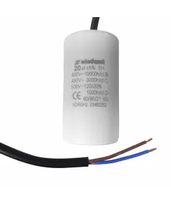 Condensator cu fire CBB60 20µF 40x72mm 450V, Elefant Condensator cu fire CBB60 20µF 40x72mm 450V, Elefant