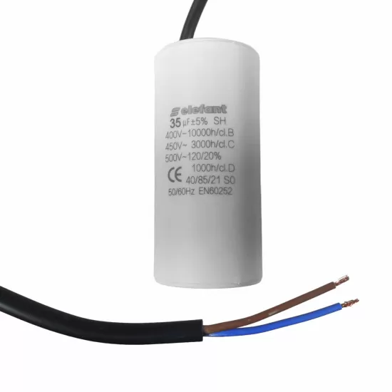Condensator cu fire CBB60 35µF 45x95mm 450V, Elefant Condensator cu fire CBB60 35µF 45x95mm 450V, Elefant