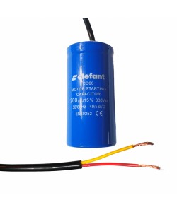 Condensator cu fire CD60 200µF 50x100mm 330V, Elefant