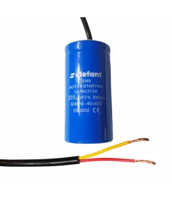 Condensator cu fire CD60 200µF 50x100mm 330V, Elefant Condensator cu fire CD60 200µF 50x100mm 330V, Elefant
