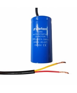 Condensator cu fire CD60 300µF 50x100mm 330V, Elefant