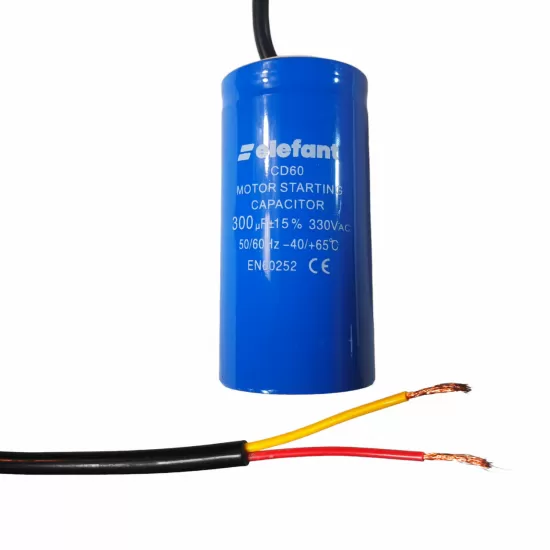 Condensator cu fire CD60 300µF 50x100mm 330V, Elefant Condensator cu fire CD60 300µF 50x100mm 330V, Elefant