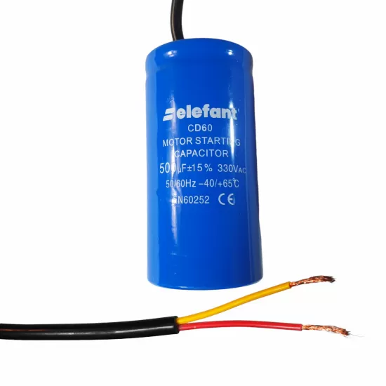 Condensator cu fire CD60 500µF 50x100mm 330V, Elefant Condensator cu fire CD60 500µF 50x100mm 330V, Elefant