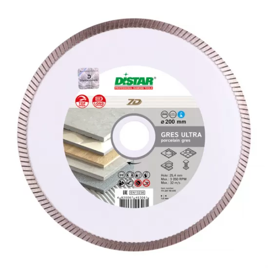 Disc diamantat Distar Gres Ultra, 200 mm, 250 mm ceramica dura, granit, Ucraina Profesional Disc diamantat Distar Gres Ultra, 200 mm, 250 mm ceramica dura, granit, Ucraina Profesional