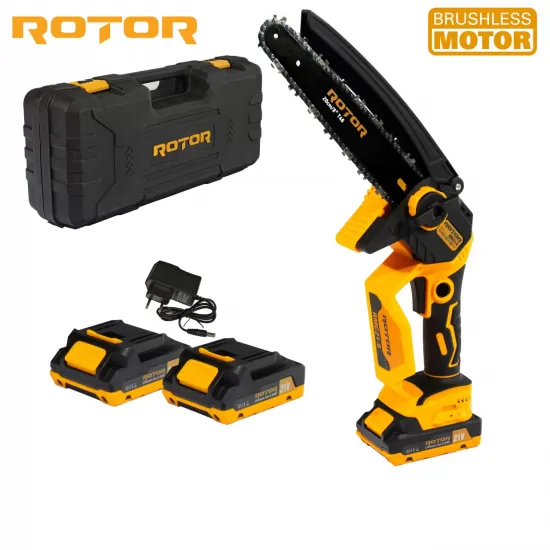 Fierastrau cu lant si acumulator ROTOR RMC21-8, 21V / 2Ah, Brushless , Ungere lanț , Fierastrau cu lant si acumulator ROTOR RMC21-8, 21V / 2Ah, Brushless , Ungere lanț ,