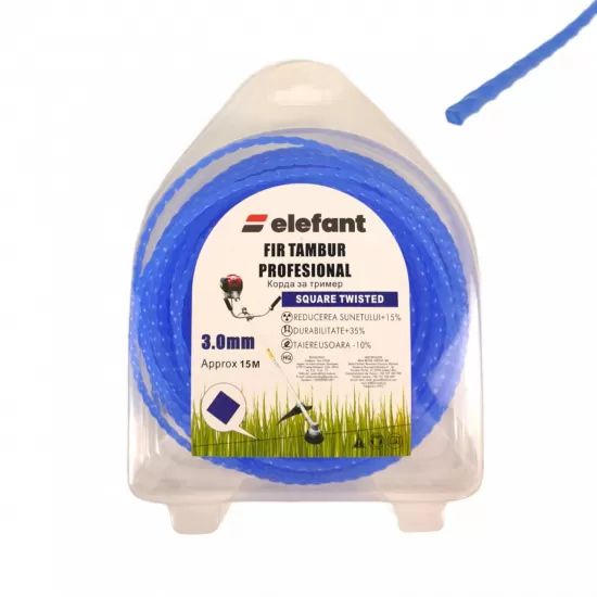 FIR TAMBUR (PATRAT TWISTED BLUE) 3.0mm x 15m, Elefant FIR TAMBUR (PATRAT TWISTED BLUE) 3.0mm x 15m, Elefant