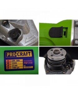 Flex Polizor Unghiular Procraft PW 1350, 1.35 kW, 11000 RPM, 125 mm