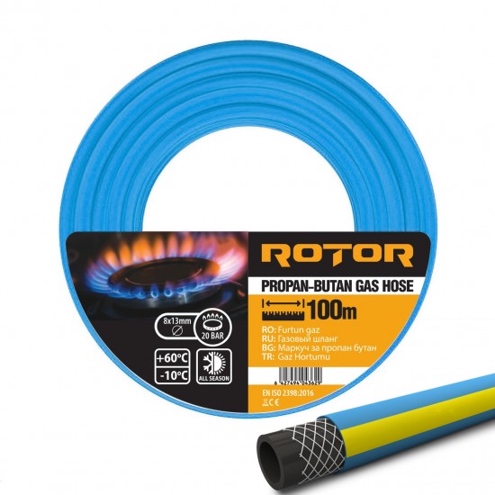 Furtun gaz PVC ROTOR, 8x13 GPL (100m)