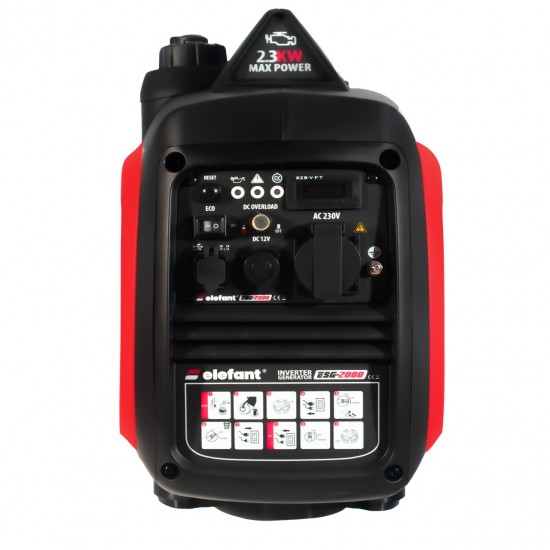 Generator cu Invertor ESG-2000 ELEFANT, Ieșire curent 2,3 kW, Siguranță de pornire, indicator de benzină, porturi USB