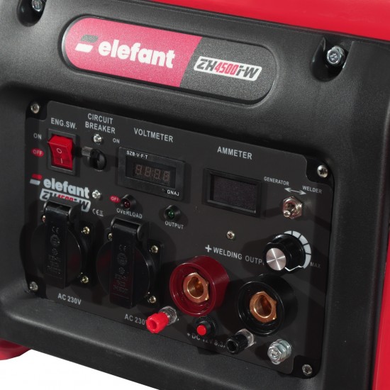 Generator invertor cu sudură ELEFANT ZH4500i-W, Iesire curent 3,3 kW, Siguranta de pornire, Indicator de benzina, Invertor de sudura incorporat