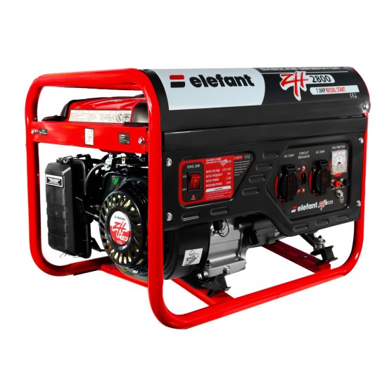 Generator pe benzina ZH2800 ELEFANT, iesire curent 2,8 kW,7 CP, Siguranță de pornire, indicator de benzină, voltmetru, întrerupător de curent