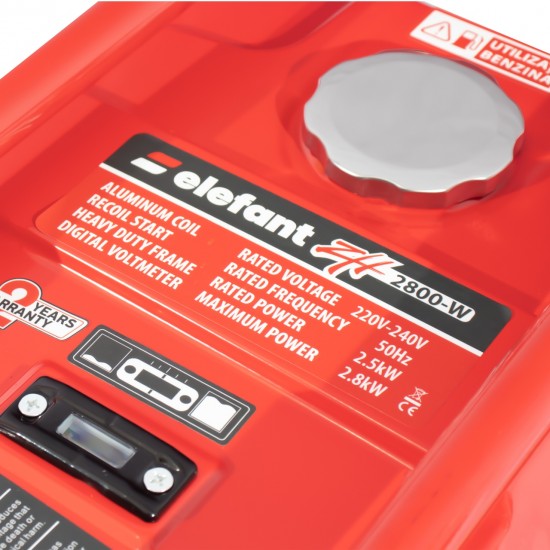 Generator pe benzina ZH2800-W ELEFANT , Ieșire curent 2,8 kW, 7 CP, siguranță de pornire, indicator de benzină