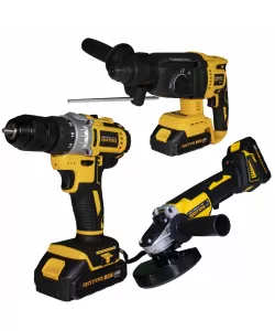 JFTS003-DC set 3 scule cu acumulator (polizor unghiular, rotopercutor, autofiletanta) 21V