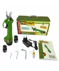 Procraft ES16Li, foarfeca cu acumulator pentru crengi, 16 V, 2Ah, Autonomie 4 ore