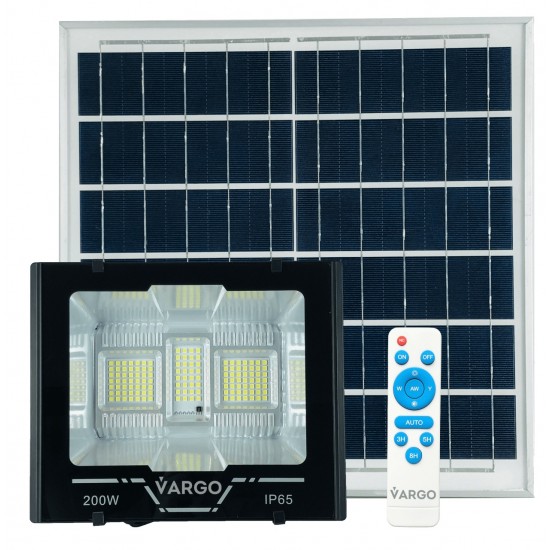 Proiector cu panou solar si telecomanda 200 W 6500 K V-11792 VARGO