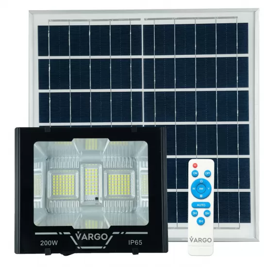 Proiector cu panou solar si telecomanda 200 W 6500 K V-11792 VARGO