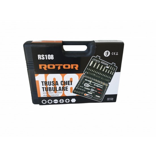 RS108 ROTOR Trusa chei tubulare 108 bucati in carcasa din plastic