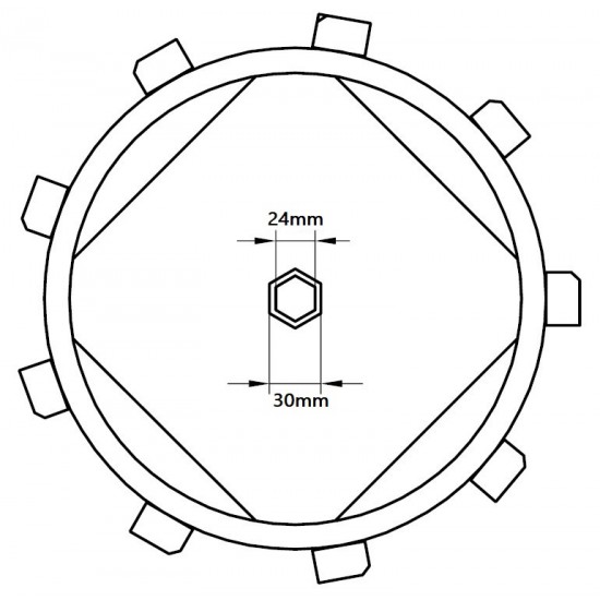 Set roti metalice 300x135 cu manicot, 23 de axe, Elefant